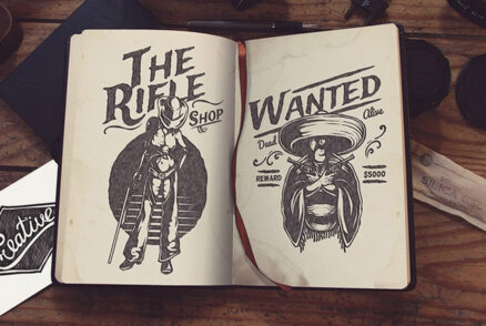 retro cutting book mok up